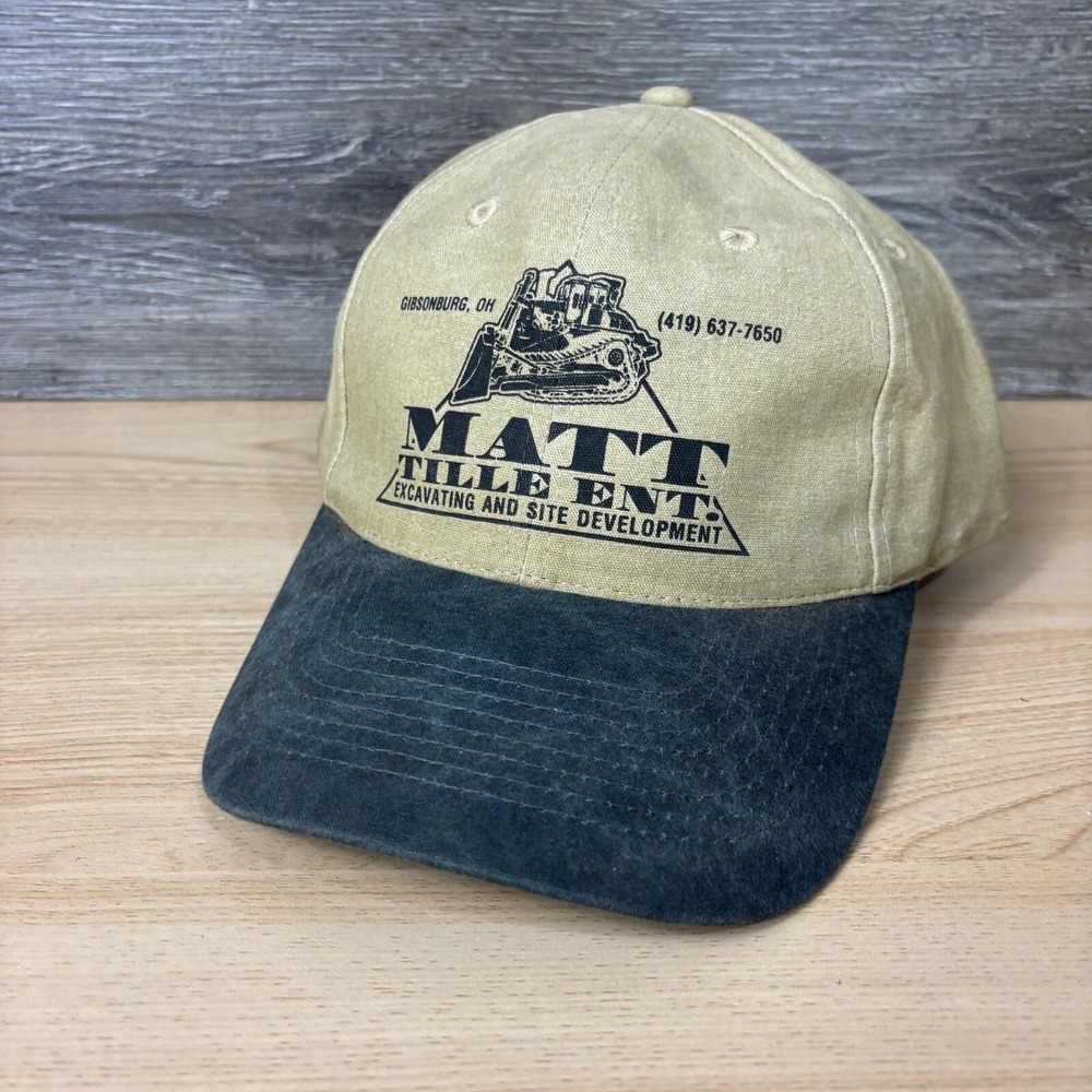 Vintage Matt Title Excavating Hat Cap Strap Back Gibsonburg Ohio Adjustable - Picture 4 of 11